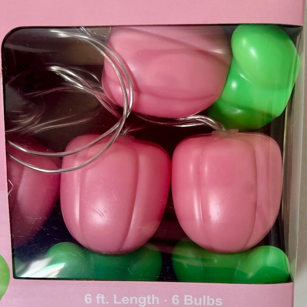 Pink Spring Tulip Flower Shaped String Lights 6ft Battery Operated Indoor Use